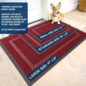 OLANLY Front Door Mat Indoor Outdoor Entrance, Waterproof All-Season, All-Weather Doormat, Sturdy Natural Rubber, Fade Resistant, Low Profile, Easy Clean Patio Porch Entryway Mat, 47x17, Wine Red