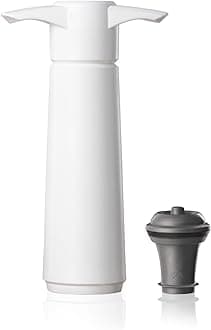 Vacu Vin Wine Saver Original White with 1 Vacuum Stopper – White Wine Preserver Pump for Bottles – Airtight Seal Keeps Wine Fresh – Manual Air Remover – Reusable Bottle Stoppers Included