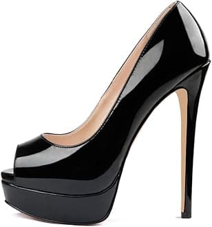 Women's Platform Stiletto Heels Shoes Peep Toe Pumps 6 inch Heels for Dress Wedding Party