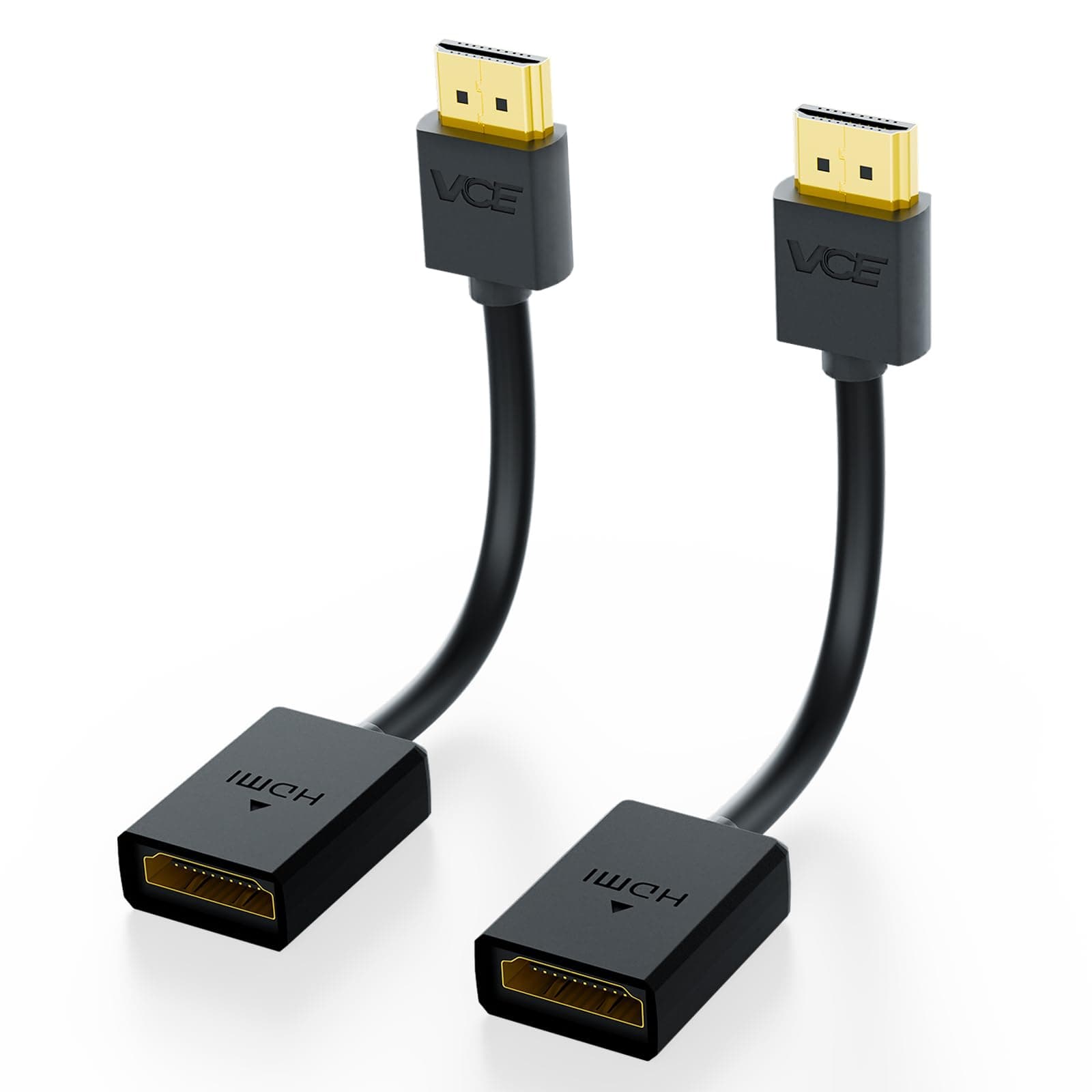 VCE 4K HDMI Extender - 2 Pack HDMI Male to Female Cable Adapter Compatible with TV Stick, PS4, Xbox360 - 14cm