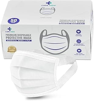 N95 3 Ply Disposable Surgical Face Mask Box with Fabric Earloop and Built in Nose Pin, Certified by BFE>99% and PFE > 95%, SITRA, DRDO, ISO and CE (Pack of 50, White, Withoyt Valve)