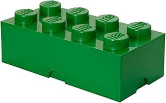 LEGO Storage Brick 8 - studs GREEN - Stackable Plastic Storage Box with Lid for Kids and Adults, Ideal Desk Organizer and Toy Box - 12.1L Capacity