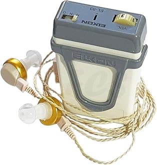 FCS Elkon EL-93 Pocket Hearing Amplifier With Binaural Fitting Cord & Receiver Beige Suitable For User Moderate to Severe hearing loss.