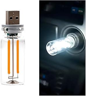 USB LED Car Atmosphere Light, Mini Vehicle Ambient Interface Charging Lighting Bottle, Portable Automotive Night Lamp Decoration Accessories, Universal for SUV, Sedan, Truck (White)