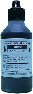 100ml Black only - Edible Ink for use in refillable cartridges or Standard cartridges with a chip re-Setter, for Canon Printer Models
