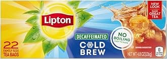 Black Iced Tea Bags, Cold Brew Decaffeinated Family Size,22 Count,4.8 Oz (Pack of 3)