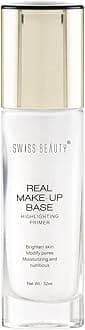 Swiss Beauty Real Makeup Base Highlighting Primer| Skin-Hydrating Poreless Primer With Natural Glow Finish For Face Makeup |Shade - 01 Natural Tint, 32Ml
