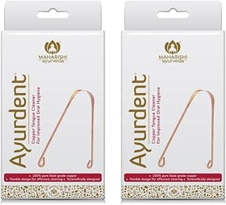 - Maharishi Ayurveda Ayurdent Tongue Cleaner for Kids Ages 10+ and Adults - Premium Ayurvedic Copper Oral Hygiene Tongue Scraper Tool for Effective Bacteria & Plaque Removal (Pack of 2)