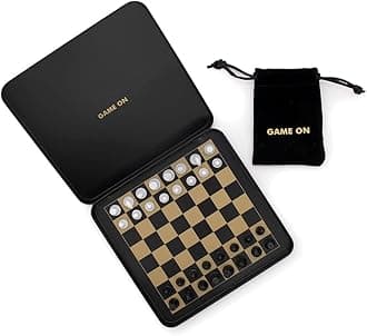 Iron & Glory Travel Chess Set | Travel Games For Adults | Board Games | Chess Set | Magnetic Game | Portable Mini Size | Classic Strategy Game for Family | Magnetic Board & Pieces | Pouch Included