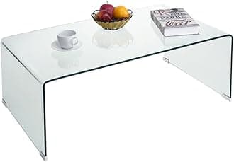 Modern Tempered Glass Coffee Table 10mm Thick Bent Curved Clear Glass Console Table 100x55x35.5cm