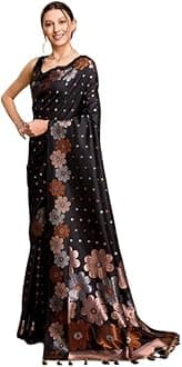 Women's Pure Kanjivaram Silk Saree Soft Banarasi With Blouse Piece Saree for Wedding (Champa)