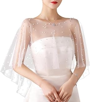 Wedding Bridal Cloaks Faux Pearl Wedding Cape Short Shoulder Cover up Cape Beaded Evening Wrap Shawl Dress Prom Party Accessories for Women