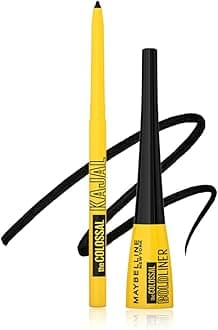 New York Pencil Eyeliner & Kajal, Bold Eye Looks, Long-Lasting, Colossal Bold Liner & Colossal Kajal, Combo Pack, Essential Eye Kit, Black, Matte Finish
