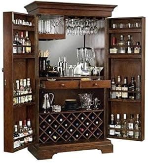 SS WOOD FURNITURE Sheesham Solid Wood Pre-Assemble Wooden Bar Cabinet with Wine Glass Storage (Brown, 90x50x180cm)