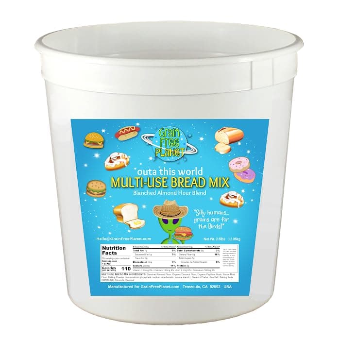Grain Free Planet's Multi-Use Bread Mix | Clean Keto, Gluten Free, 100% Grain Free | Free from Sugar, Dairy, Lectins, Yeast and Soy | Low Carb Baking Mix | Diabetic, Atkins, and Weight Watchers Friendly | 2.5lb