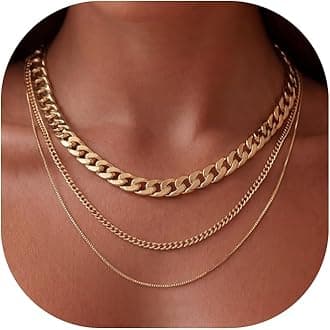 Women's Layered Necklace Set - 3 Piece Dainty Gold Jewelry for Everyday Stacking | 14K Gold Plated Snake Chain, Rope Chain, Cuban Chain | Adjustable Length 14-18.5 Inch | Gift Ready