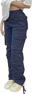 High Waisted Cargo Pants for Women Baggy Y2k Straight Wide Leg Pants with Pockets Streetwear