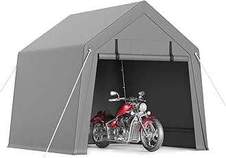 6'x6' Outdoor Portable Storage Shed, Waterproof & UV-Resistant Garage Shelter, Anti-Snow Carport Tent for Motorcycle, Bike, and Outdoor Equipment