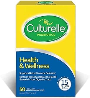 Culturelle Health & Wellness Daily Probiotic for Women & Men, 50 Count, 15 Billion CFUs & A Proven-Effective Probiotic Strain Support your Immune System, Gluten Free, Soy Free, Non-GMO