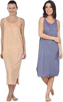 BLAZON Women's Cotton Hosiery Solid Maxi Nighty Slip (Pack of 2) Available Sizes: S, M, L, XL, 2XL, 3XL, 4XL, 5XL