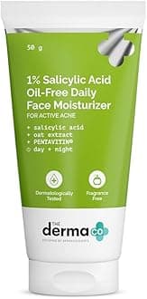 The Derma Co 1% Salicylic Acid Oil-Free Moisturizer For Face with Oat Extract | Fights Active Acne | Deeply Moisturizes | 50 g