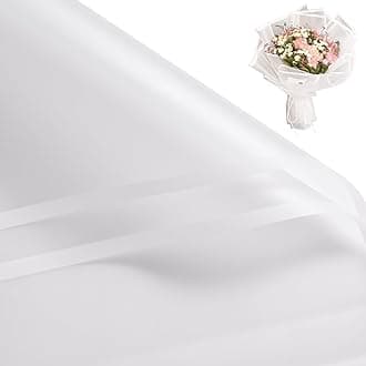 RUSPEPA 20 Sheets Flower Wrapping Paper, Waterproof Floral Bouquet Packing Paper, Florist Supplies for Birthday,Wedding and DIY Crafts - White