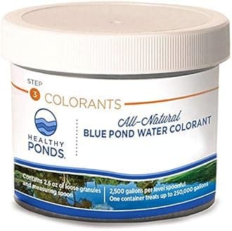 Healthy Ponds Blue Pond Water Dye – 2.6 oz Jar | Enhances Water Appearance & Clarity for Ponds up to 250,000 Gallons | Natural Colorant for Decorative Ponds