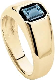 10K 14K 18K Gold Men's 2 Carat Emerald Cut Gemstone Ring Custom Gemstone Birthstone Pinky Ring for Men Jewelry Gift for Him