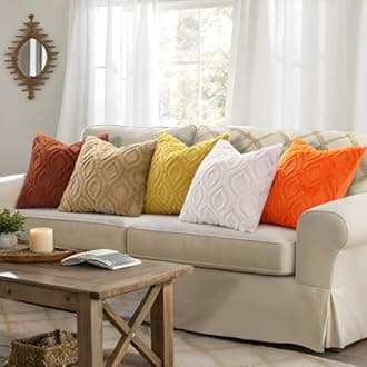 decorUhome Decorative Christmas Pillow Covers, Soft Plush, Faux Wool, Couch Pillow Covers for Home, 18x18 Inch, Rust, Set of 2