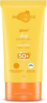 Glow+ Dewy Lightweight & Hydrating Travel-Friendly Sunscreen with SPF 50+ & PA++++ for UVA/B & Blue Light Protection & No White Cast - 30g