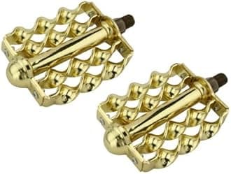 Lowrider Double Flat Twisted Pedals Gold. Bike Pedals, Bicycle Pedal, Beach Cruiser, Chopper, Limo, Stretch Bike