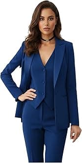 Women's Suiting Pantsuit 3 Piece Set Black Wedding Business Office Casual Pant Suits