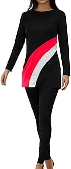 2025 Muslim Women Oversized Swimsuit Conservative Swimsuit Long Sleeve Trousers Swim Cap Three Piece Guard Women with Shorts (red, m)