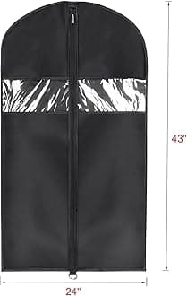 Univivi Garment Bag 43 inch Suit Bag for Storage (Set of 8), Foldable Washable Clear Lightweight Garment Bags for Costumes Suits Coats (60cm*109cm)