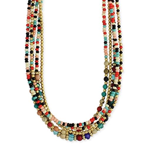 5 Line Multi Colored Glass Bead Necklace