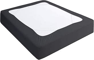 Box Spring Cover Full Size, Elastic Fabric Wrap Around 4 Sides Bed Skirt, Sleek Alternative for Bed Skirts for Hotel/Home, Fits Box Springs up to 13”, Black