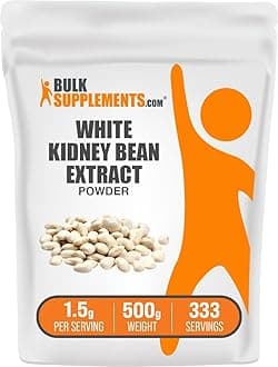 BulkSupplements.com White Kidney Bean Extract - Powdered Extract for Digestive Support, Protein Source - Gluten Free - 1500mg per Serving, 333 Servings (500 Grams - 1.1 lbs)