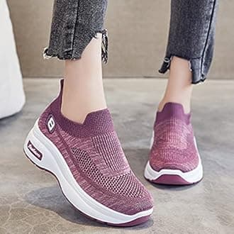 Womens Diabetic Orthopedic Shoes for Swollen Feet Ladies Platform Wide Fit Sneaker Adjustable Closure Toe Walking Sandals for Arthritis Hallux Valgus (Purple 37EU)