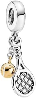 Tennis rackets and tennis balls Charm 925 Sterling Silver,Jewelry Bead Gift for Women Bracelet&Necklace