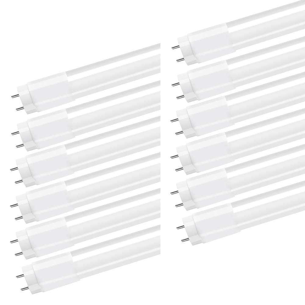 4FT LED Light Bulbs, 2000LM, 18W(40W Replacement), Double-Ended Power, Ballast Bypass, 5000K Daylight, Frosted Cover, F48T8 Fluorescent Replacement(Pack of 12) for Office Garage Workshop