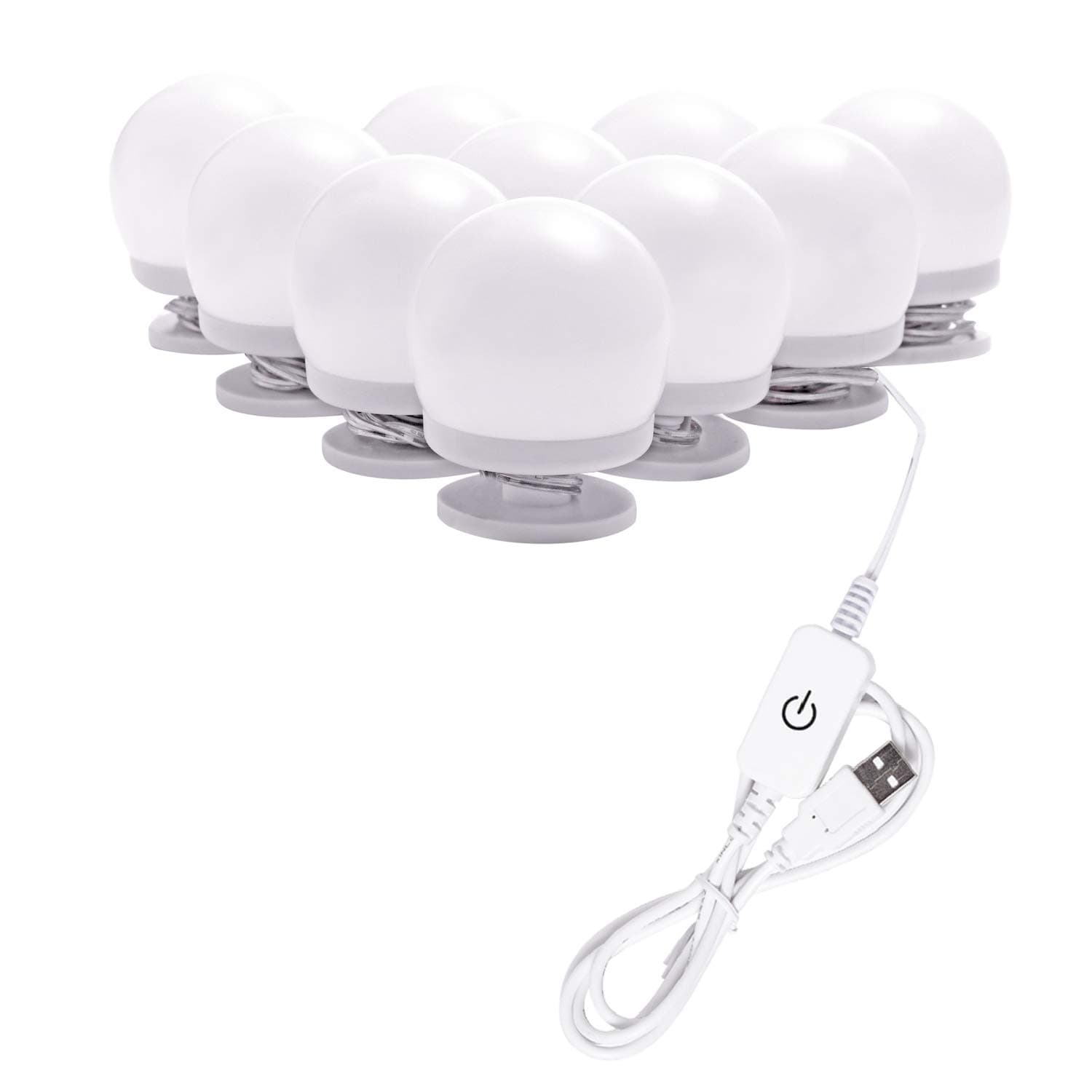 Hollywood LED Vanity Mirror Lights Kit, Dimmable Stick on USB Vanity Lights, Makeup Light Strip for for Bedroom, Dressing Room, Wedding, CRI>90 (4000K Natural White 10 Bulbs 5V USB)