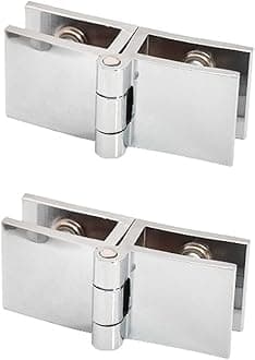 2Pcs Glass Bookcase Door Hinges180°Pivot Bilateral Clip Home Easy Install Glass Clamp Practical Durable Cabinet Door Hinge Bathroom Furniture Cupboard