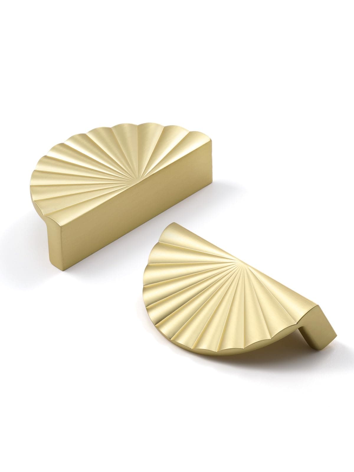 5 Pack Brushed Gold Cabinet Pulls 3" Hole Center Cup Flat Brass Drawer Pulls Kitchen Cupboard Bathroom Dresser Cabinet Hardware Handles Zinc Alloy