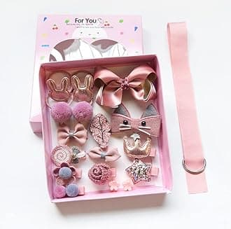 Melbees by Yellow Chimes 18 Pcs Set of Hair Accessories for Kids with Peach Color Hair Clips and Hair Band Assortment Gift Set for Kids Girls (Pack of 18)
