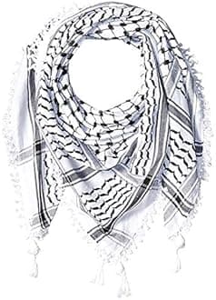 HirbawiPremium Arabic Scarf Cotton Shemagh Keffiyeh 47"x47" Arab Scarf Made in Palestine