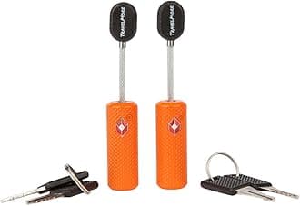 2 Pack TSA Approved Luggage Locks with Keys for Travel – Flexible Ultra Secure Mini Key Padlock & Metal Zinc Alloy Material – Orange