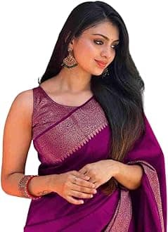 Women's Pure Banarasi Style Kanjivaram Silk Saree With Blouse Piece For Wedding (Yatri)