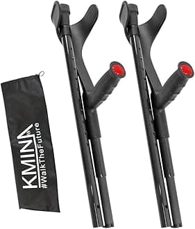 KMINA Folding Crutches of Carbon Fibre (x2 Units), Open Cuff, Lightweight, Forearme Foldable Crutch - Made in Europe - KMINA PRO