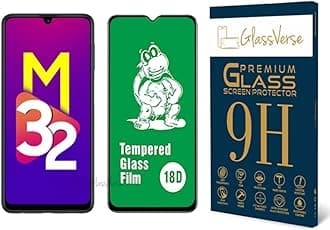 GlassVerse 18D Tempered Glass With Inbuilt Airbag Borders For Samsung Galaxy M32 4G(Pack Of 1)With Free Installation Kit. Full Screen Protector. If Received Damaged-6.40 Inch