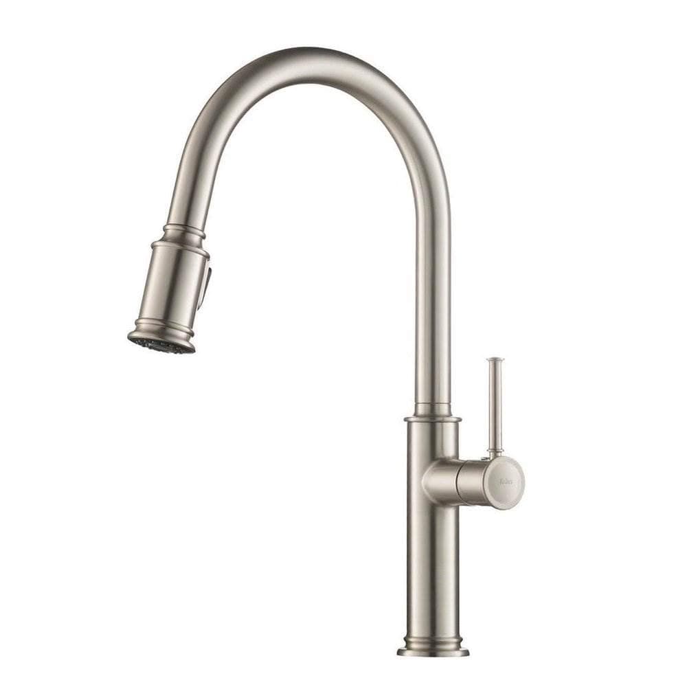 KRAUS Sellette Single Handle Spot Free Stainless Steel Pull-Down Kitchen Faucet with Deck Plate, KPF-1680SFS